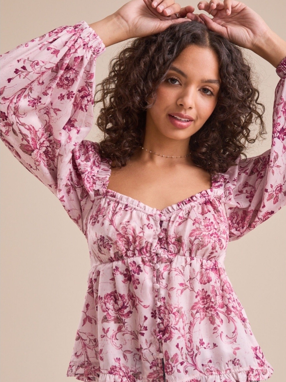 Altar'd State Reign Floral Babydoll Top (M)